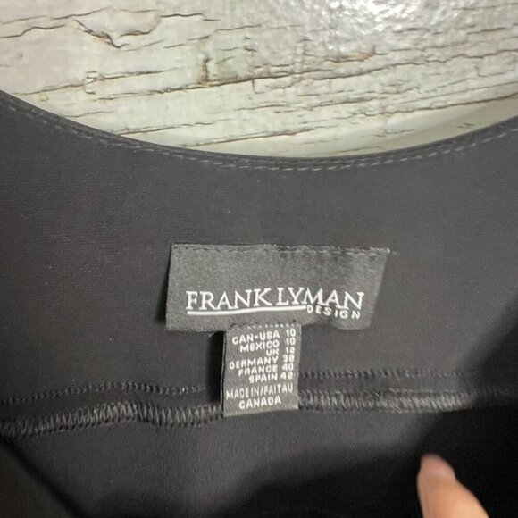 Frank Lyman Design Black and Gray Sheath Midi Dress ruffle tiered size 10 - Picture 3 of 5